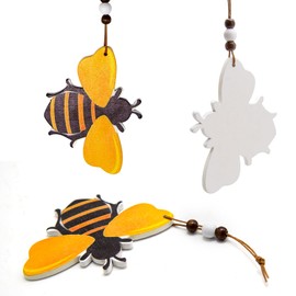 Anxingo 15 Pcs Wooden Bumblebee Ornaments Cute Honey Bee Hanging Decoration Wooden Bee Art Decoration for Bees Day Tree Wreath Sign Tray Home Decor