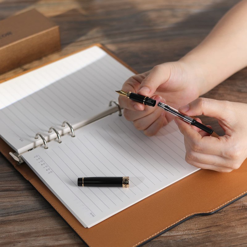 KEYZOR Black Fountain Pen Set, Elegant Fountain Pen with 24