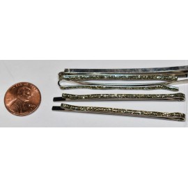 Unbranded 4 SILVER GLITTER HAIR PINS JEWELRY BOBBY PINS• 2  3/8 inches STURDY