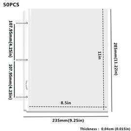 Sheet Protectors - 50 Sheets 4 mils Strong Extra Heavyweight Clear Top Load 8.5 x 11 Inch Highlight Transparent Acid-Free for 3 Ring Binder OS0150