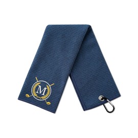 CybGene Golf Towels, Monogrammed Golf Accessory for Golf Bags, Golf Gifts for Men and Women on National Golf Day, Retirement, Birthday, Christmas, 16”x 24” Microfiber Golf Towel, Blue - Initial M