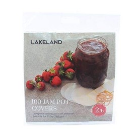 Lakeland 2lb Jam Jar Pot Covers, Waxed Circles, Bands & Labels - Pack of 100