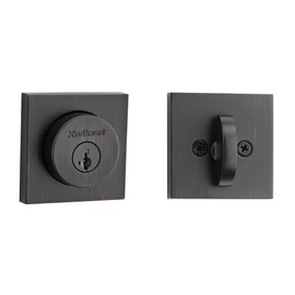 Kwikset Halifax Deadbolt Lock, Venetian Bronze Square Exterior Keyed Front Entry Door, Pick Resistant SmartKey Rekey Security, Single Cylinder Dead Bolt, with Microban Protection