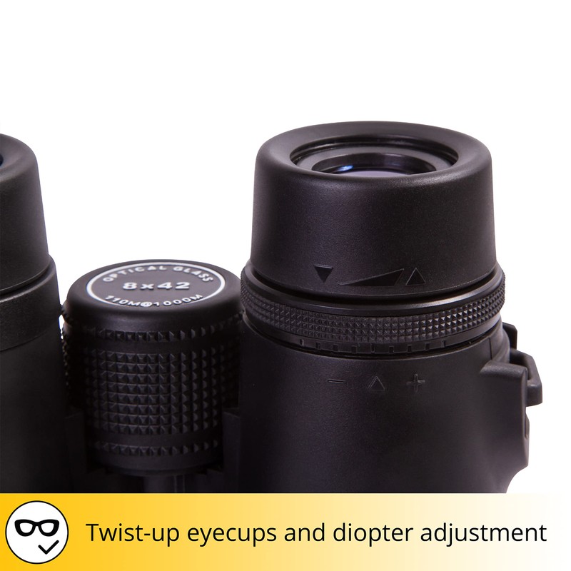 Levenhuk Karma Base 8x42 Compact Travel Binoculars with Close Focus