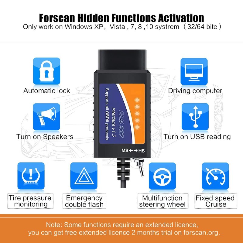 ELM327 with Switch 25k80, OBD2 USB Adapter Code Reader Vehicle