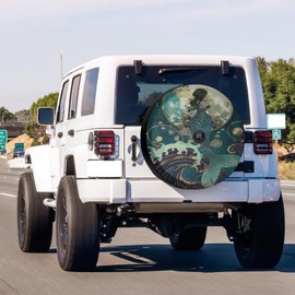 Dujiea Fantasy Mermaid Sitting Spare Tire Cover with Backup Camera Hole, Universal Wheel Tire Cover Tire Protectors for Jeep Trailer RV Van SUV Truck Camper and Many Vehicle 17inch