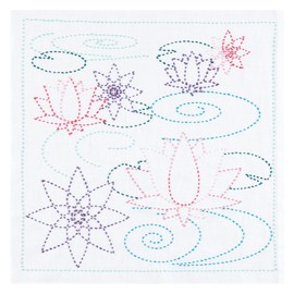 Olympus SK-492 Sashimi Flower Dish Towel Kit, Four Seasons Flower Towel, Water Surface Lotus