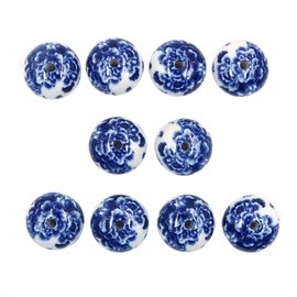 Namvo10 Pieces Modern European Wind Knobs Floral Hand Painted Ceramic Ball Shape Cupboard Wardrobe Cabinet Drawer Door Handles Pulls Knob, Blue and White Flower