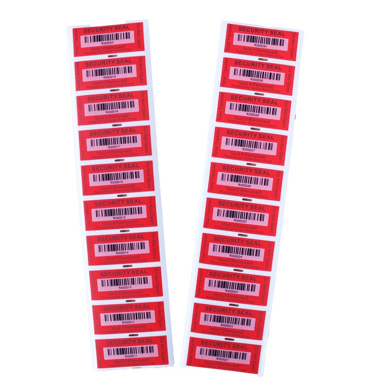 TamperSeals Group - 100 Sheets Red 25x60mm Full Transfer Barcode