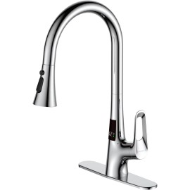 RUVIDA Chrome Kitchen Faucets, Pull Down Sprayer,Single Handle Motion Sensor