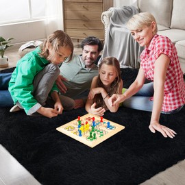 Shag Area Rugs for Bedroom Living Room,8X10 Ultra Soft Fluffy Area Rugs for Dorm, Indoor Carpet Nursery Rugs for Kids Room Home Decor, Black