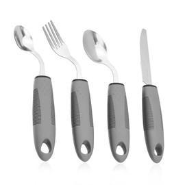 Adaptive Utensils Set, Parkinsons Utensils, Weighted Silverware for Hand Tremors, Elderly, Arthritis, Parkinsons, Adaptive Equipment–Easy Grip Aids Handle, Handicap Accessories for Daily Living (Right-Handed)