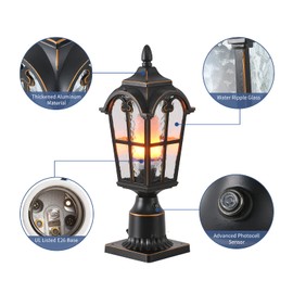 Dusk to Dawn Outdoor Lamp Post Lights Waterproof Exterior Pole Lantern Lighting Fixtures with 3-Inch Pier Mount Base for Garden Patio Yard Pathway Driveway