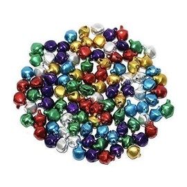 Robelli Christmas Gold, Silver or Multicolour Metal Festive Arts & Craft Jingle Bells (1, 7mm Multicolour (100 Pack))