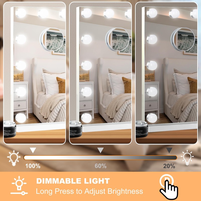 Moonee Vanity Mirror with Lights, Hollywood Lighted Makeup Mirror with