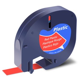 USUPERINK Compatible for Dymo LetraTag Refills 91333 91223 91203 59424 S0721630 Red Plastic Label Tape 1/2'' 12mm x 4m for Letra Tag LT100H LT100T QX50 Label Maker Black on Red Tape