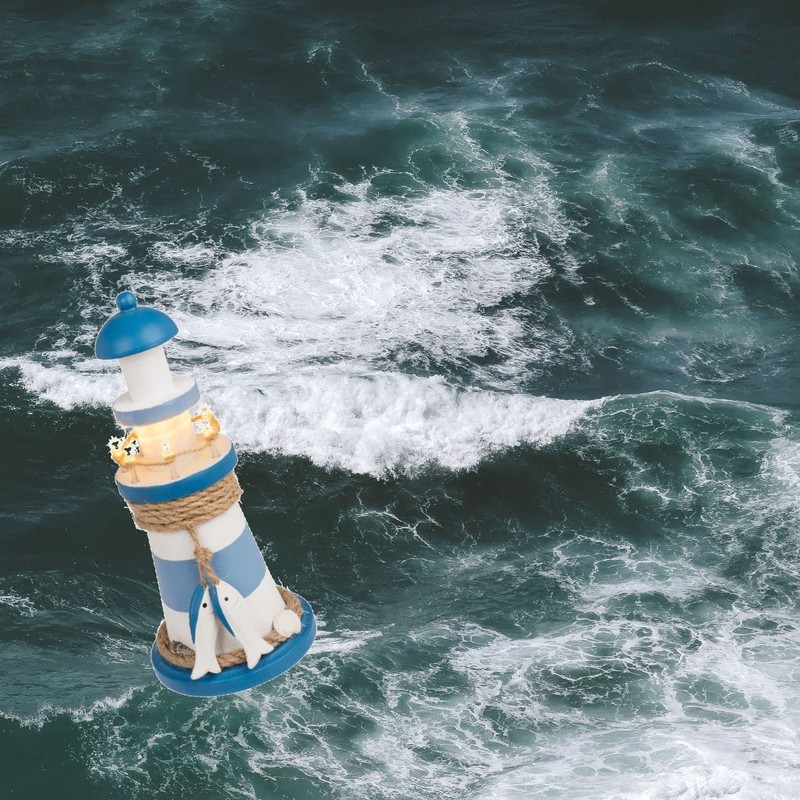 Out of the blue Wooden Lighthouse Decorative Item with LED