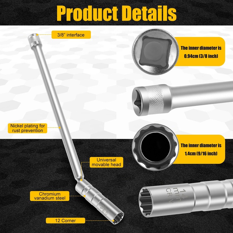 BEANPRECOY 14mm Spark Plug Socket, Swivel Magnetic Spark Plug Socket,