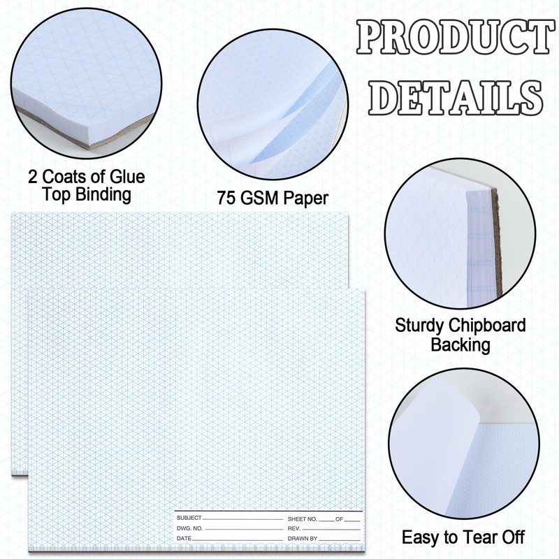 1 Pack 50 Sheets 8.5" x 11" Isometric Graph Paper