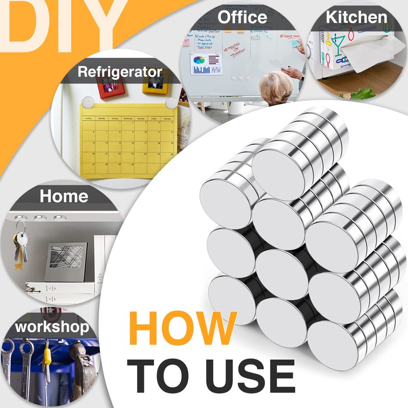 TRYMAG 90Pcs Refrigerator Small Round Magnets for Crafts, 8x3mm Mini