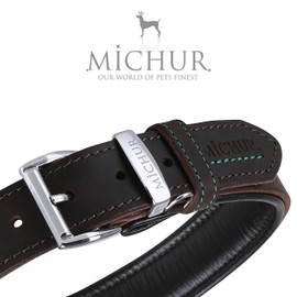 Michur Oleo Leather Dog Collar, Brown, Leather, Available in Various Sizes