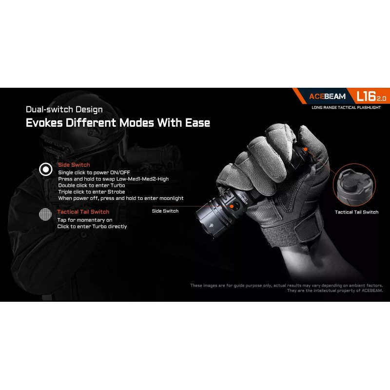 Acebeam L16 2.0 Green 2100 Lumen USB-C Rechargeable 112k Candela