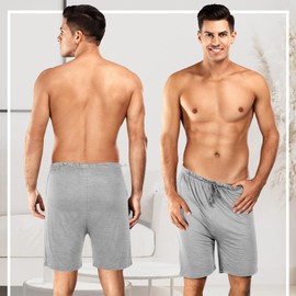 3 Pack Men's Pajama Shorts Sleep Lounge Shorts Sleepwear Pants Big and Tall Sleep Pj Bottoms Elastic Waist with Pockets(4xl,Black, Dark Blue, Light Gray)