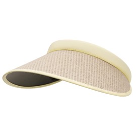 Clape Women's Straw Sun Hat UV Protection Cap Outdoor Golf Travel Tennis Visor Cap Straw Sun Visor with Clip, Beige