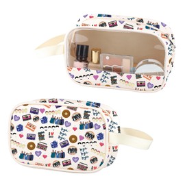 ZJXHPO 90s Music Lover Gift Pop Music Clear Makeup Bag Pop Team PU Leather Cosmetic Bag Bye Bye Bye PVC Zipper Pouch (C-Bye Bye PU)