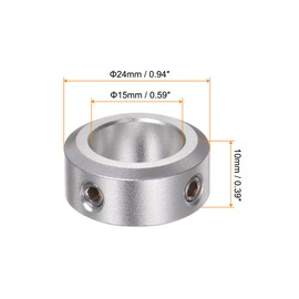 sourcing map 2pcs Shaft Collar 15mm Bore Aluminum Alloy Set Screw Shaft Collars, 24mm OD, 10mm Width, for Wheel Barrow Axle, Gearbox Assemblies, CNC Machine Tools, Industry, Anodization