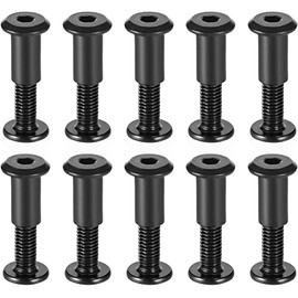 TA-VIGOR 10 Sets Furniture Connecting Screws Bolts, M6 x 25mm Binding Screws Posts Belt Buckle Binding Bolts, Hex Socket Fasteners for Kitchen Cabinet Cupboard Furniture Connectors