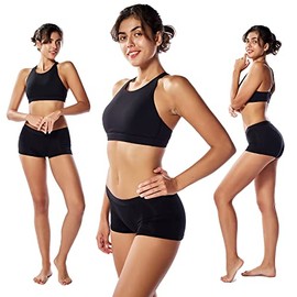 Calzoncillos tipo calzones para incontinencia de época para mujer, con absorción de flujo pesado, pantalones cortos para niño, a prueba de fugas (M, negro), Negro -, M