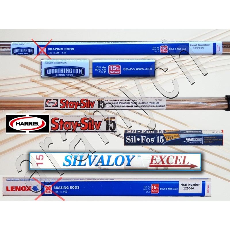 LucasMilhaupt 15% Silver Brazing Rods 5 RODS Sil-Fos, Worthington, Harris