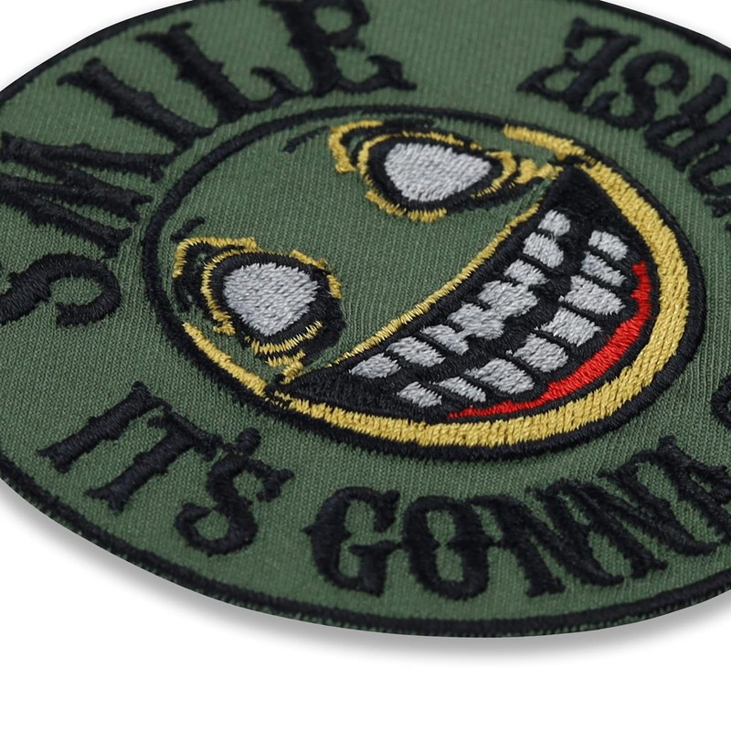Funny "Smile! It is gonna get worse" biker iron-on patch,