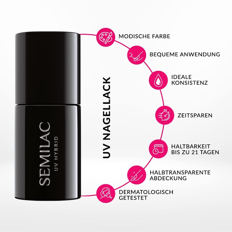 052 UV Nagellack Hybrid Semilac Pink Opal 7 ml