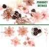 56 Pcs 4 Styles Poinsettias Artificial Christmas Flowers,Glitter Berries Stems