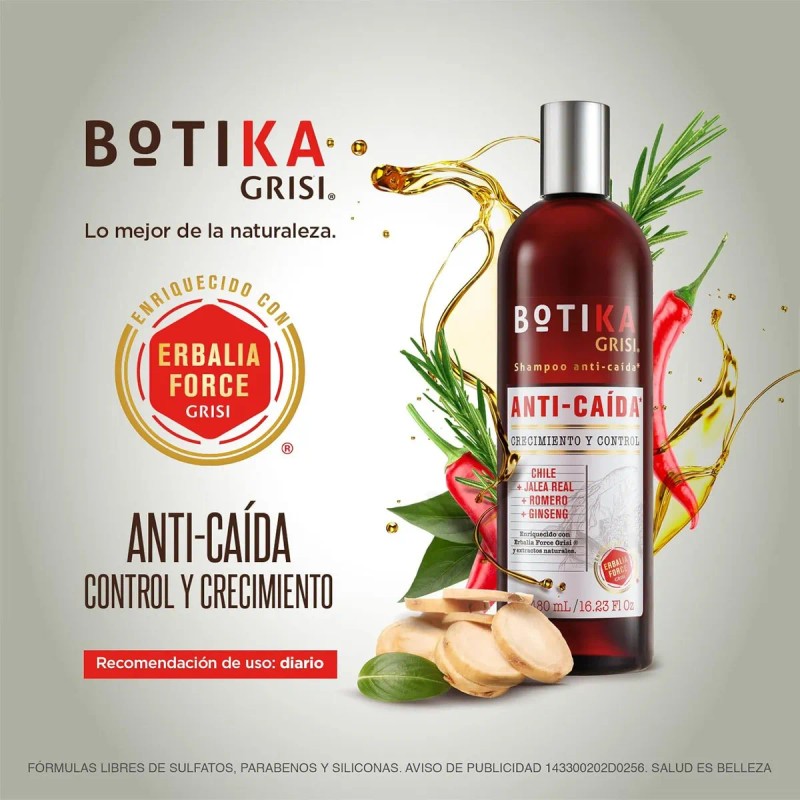 Botika Shampoo Anticada Grisi - Shampoo libre de sulfatos y