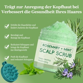 Scalp Scrub, Rosemary and Mint Scalp Scrub, Hair Treatment, Scalp Massager for Prevention of Hair Loss Shampoo Conditioner Cures