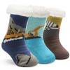 Boys Warm Fuzzy Socks for Kids Boys Winter Fluffy Socks Thick Thermal Floor Socks with Grips for Home 3 Pack Engineering Cars 4-6 Years