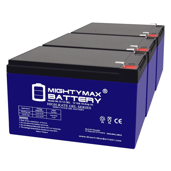 Mighty Max Battery 12V 15AH GEL F2 Replacement Battery Compatible