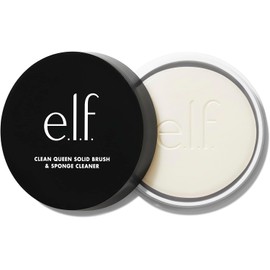 e.l.f. Clean Queen - Limpiador de brochas y esponjas sólidas, limpia brochas y esponjas de maquillaje para la cara y los ojos, fórmula nutritiva, no dañina, vegano y última intervensión de crueldad