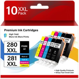 PGI-280XXL/CLI-281XXL Replacements for Canon 280 281 Ink Cartridges Combo Pack | High Yield 280 281 XXL Ink for Cannon Work with TR8620a TR8520 TR7520 TS9520 TS9521C TS6220 TS6320 Printers (10 Pack)