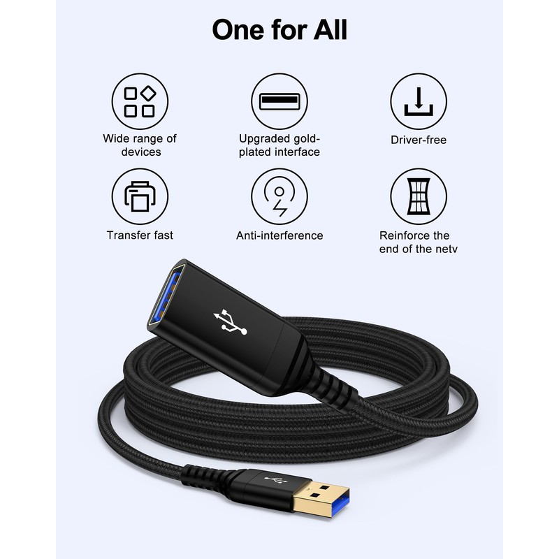 Bordsek USB Extension Cable, USB 3.0 Male to Female Extender