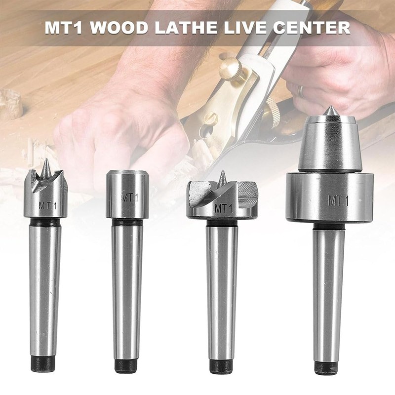 AIMALL 4PCS Wood Lathe Centre Set with MT1 Taper, Drive