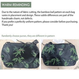 Eslcorri Small Crossbody bags for Women Compact Nylon Shoulder Purse Mini Square Everyday Handbag Casual Lightweight Cute Travel Hobo Sling with Adjustable Strap -Bamboo Leaf