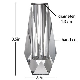 Donoucls Crystal Flower Bud Vase 8.5 Inch, Christmas Decorations for Home Wedding or Gift - Clear with Gift Box