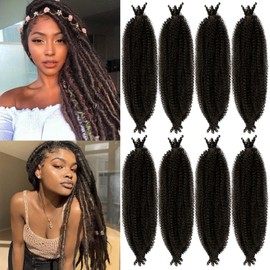 ROURUNFASI 4# Springy Afro Twist Hair 22 Inches Pre-separated Marley Twist Braiding Hair 8 Packs Pre-fluffed Spring Crochet Twist Hair For Soft Locs