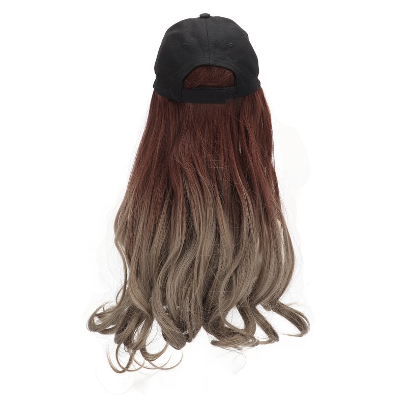 Baseball Cap Wig Women Fashionable Adjustable Hat Synthetic Long Wavy