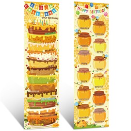 Containlol 2 Pcs Bee Birthday Chart Posters for Classroom 39 x 11 in Birthday Classroom Decorations Bee Theme Bulletin Board Set Yellow Bumble Honey Jar Wall Door Decor Teacher Calendar Back to School