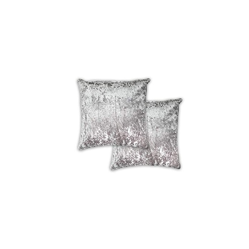 Lex's Linens Pack of 4 Crushed Velvet Silver Cushion Covers